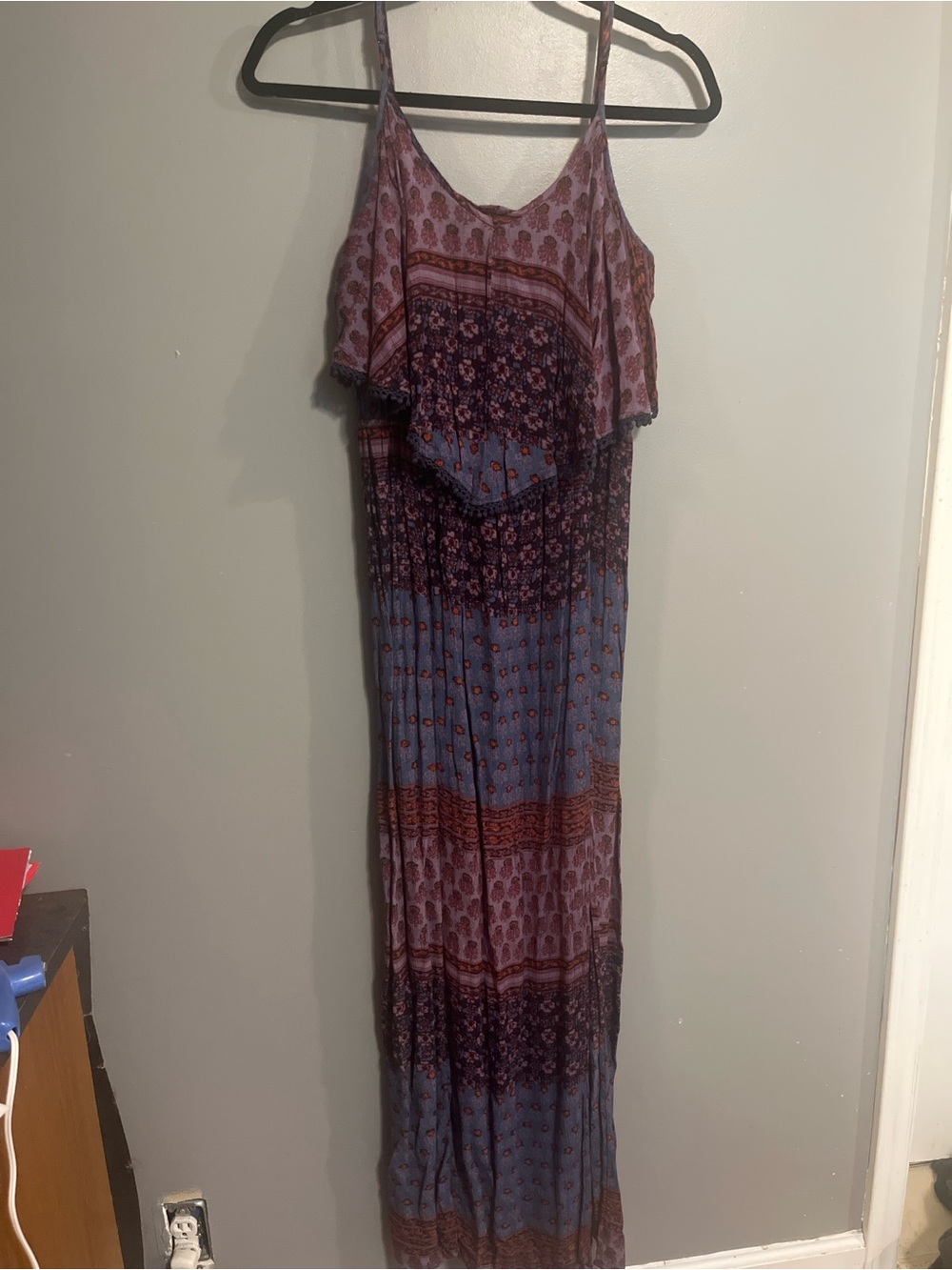 American Eagle Outfitters Patterned Maxi Dress in Purple and Blue